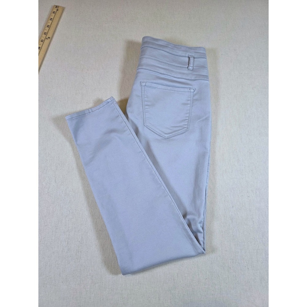 Refuge Women 14 Light Blue Skinny High Rise 3-Button‎ Stretch Pants Cotton Blend